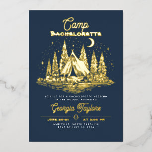 Relieve Metalizado Invitación de campamento de soltera con foil