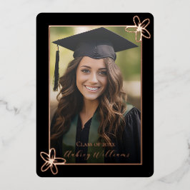 Relieve Metalizado Invitación de Celebración de Graduación con Foto y