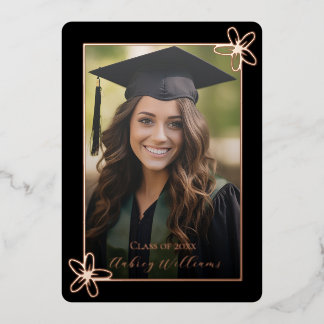 Relieve Metalizado Invitación de Celebración de Graduación con Foto y