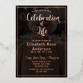 Relieve Metalizado Invitación de celebración de vida con foto en hoja