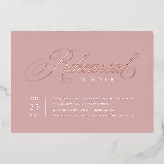 Relieve Metalizado Invitación de cena de ensayo elegante con lámina d