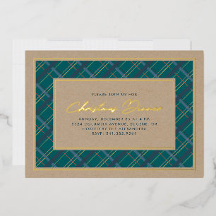 Relieve Metalizado Invitación de cena de Navidad con estampado de cua