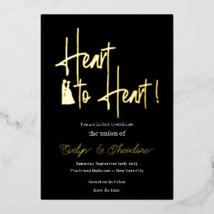 Relieve Metalizado Invitación de compromiso Heart to Heart con foil d