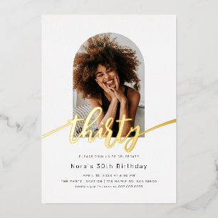 Relieve Metalizado Invitación de cumpleaños 30 con lámina metálica y 