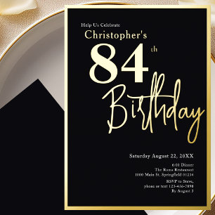 Relieve Metalizado Invitación de cumpleaños 84 elegante moderna con h