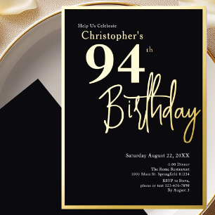 Relieve Metalizado Invitación de cumpleaños 94 elegante moderna con h