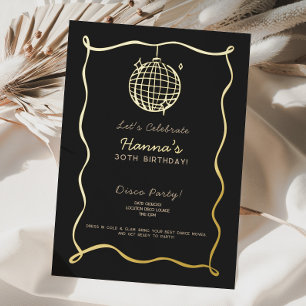 Relieve Metalizado Invitación de cumpleaños con bola de discoteca de