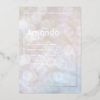 Invitación de cumpleaños con efecto Bokeh de plata