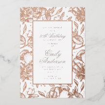 Invitación de Cumpleaños con Hojas de Florales Dib