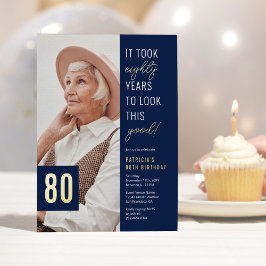 Relieve Metalizado Invitación de cumpleaños con lámina de foto por 80
