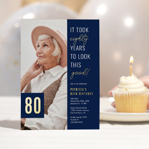 Relieve Metalizado Invitación de cumpleaños con lámina de foto por 80