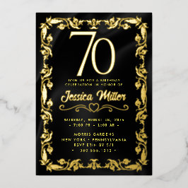 Relieve Metalizado Invitación de cumpleaños con lámina de oro rosa pa