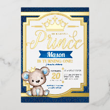 Invitación de Cumpleaños de Príncipe Real con Holo