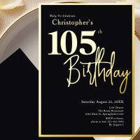 Invitación de cumpleaños número 105 con lámina de 