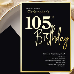 Relieve Metalizado Invitación de cumpleaños número 105 con lámina de 