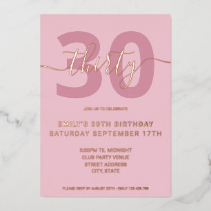 Relieve Metalizado Invitación de cumpleaños número 30 elegante con lá