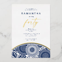 Invitación de cumpleaños número 40 con lámina de C