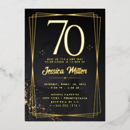 Relieve Metalizado Invitación de cumpleaños número 70 con foil de oro