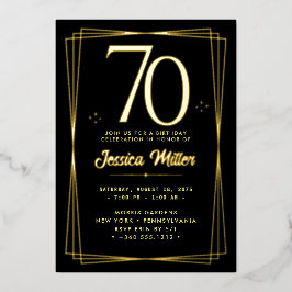 Relieve Metalizado Invitación de cumpleaños número 70 con foil dorado
