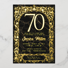 Relieve Metalizado Invitación de cumpleaños número 70 con foil dorado