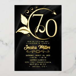 Relieve Metalizado Invitación de cumpleaños número 70 con foil dorado