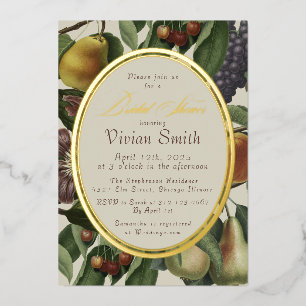 Relieve Metalizado Invitación de Cumpleaños para Novia con Frutas Ele