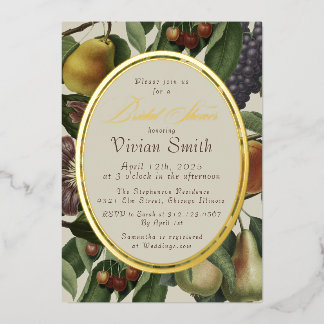 Relieve Metalizado Invitación de Cumpleaños para Novia con Frutas Ele