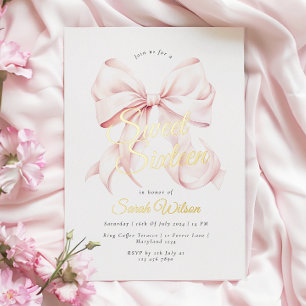 Relieve Metalizado Invitación de cumpleaños Sweet Sixteen con lazo ro