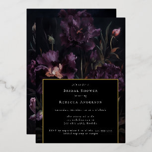 Relieve Metalizado Invitación de Despedida de Soltera con Florales Gó