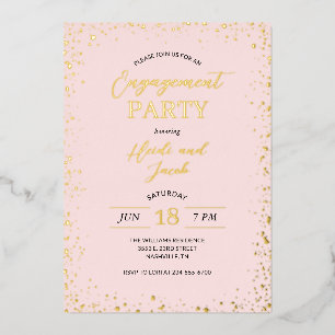 Relieve Metalizado Invitación de fiesta de compromiso con foil modern