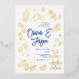 Relieve Metalizado Invitación de fiesta de compromiso con papel de al