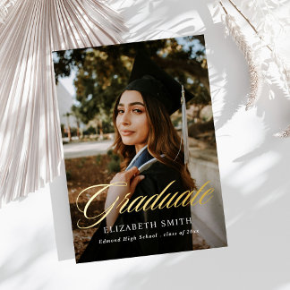 Relieve Metalizado Invitación de fiesta de graduación con guión de gr