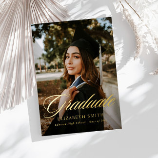 Relieve Metalizado Invitación de fiesta de graduación con guión de gr