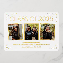 Relieve Metalizado Invitación de foto de graduación con instantáneas 