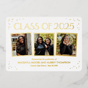 Relieve Metalizado Invitación de foto de graduación con instantáneas 