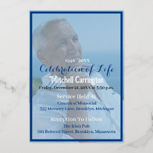 Relieve Metalizado Invitación de funeral masculina personalizada con