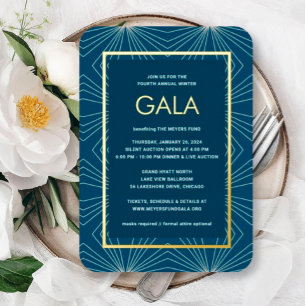 Relieve Metalizado Invitación de Gala de Cielos Estelares con Hologra