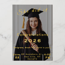 Invitación de Graduación con Foto Elegante 2026