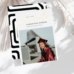 Relieve Metalizado Invitación de graduación con guión moderno y 2 fot