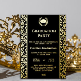Relieve Metalizado Invitación de graduación con marco de lámina elega