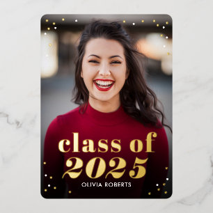 Relieve Metalizado Invitación de graduación de clase con lámina desta