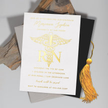 Invitación de graduación de enfermería RN con hoja