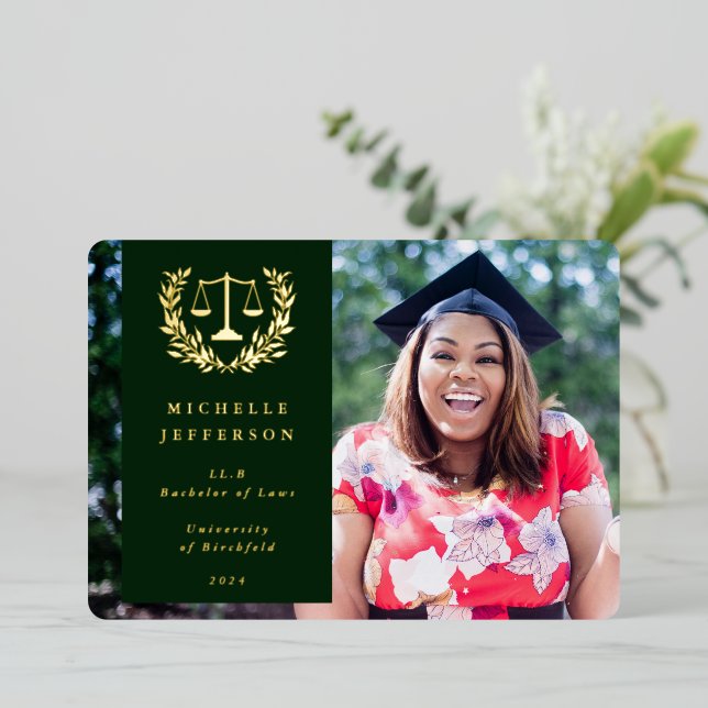 Relieve metalizado + Invitación de graduación de l (Anverso de pie)