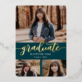 Relieve Metalizado Invitación de Graduación de Papel Aluminizado con