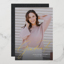 Invitación de graduación de una foto con letra ele