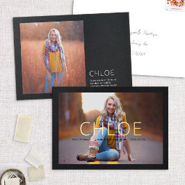 Relieve Metalizado Invitación de graduación mínima en negro con estil