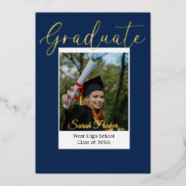 Relieve Metalizado Invitación de Graduación Moderna con Holograma de 