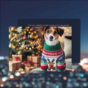 Relieve Metalizado Invitación de Navidad con Holograma de Foto