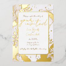 Invitación de papel de aluminio con acuarela neutr