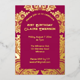 Relieve Metalizado invitación de papel de aluminio con arco de paisle